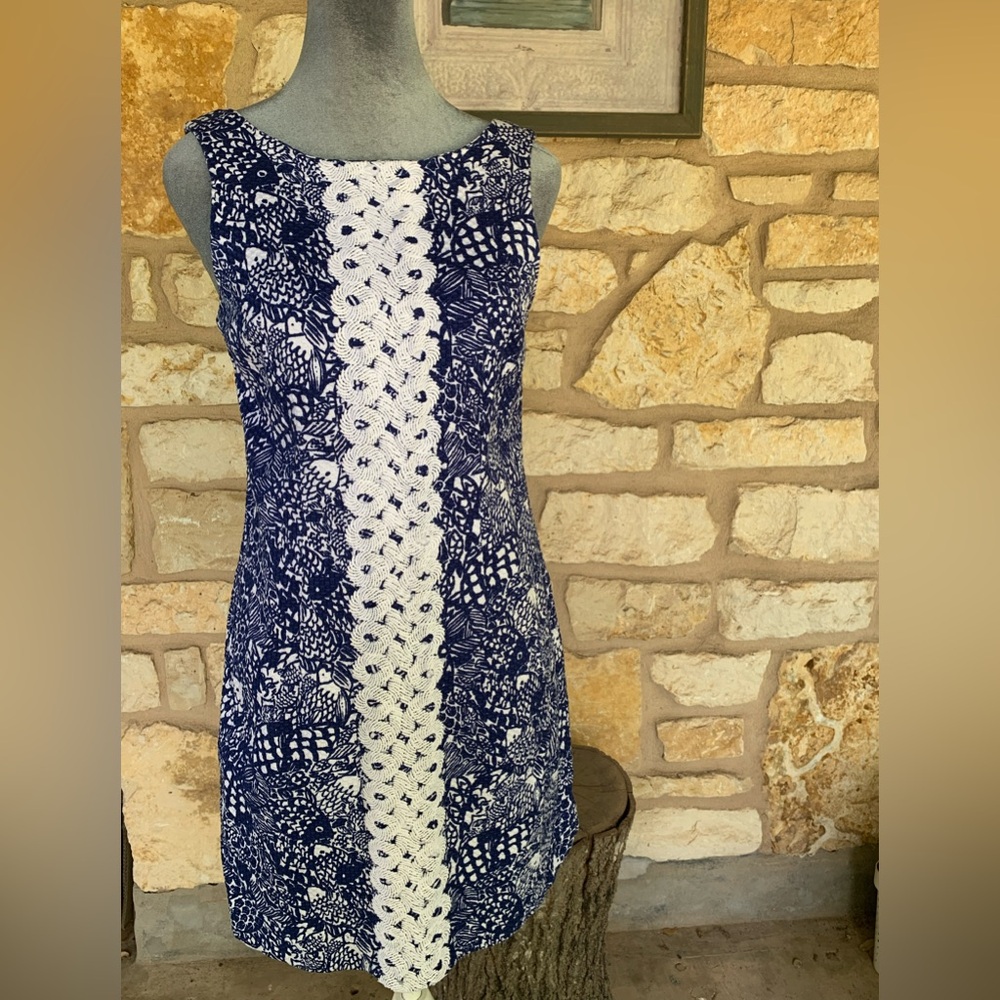 Lily Pulitzer for Target Upstream Shift Mini Sleeveless Dress Blue Whiteโฆ